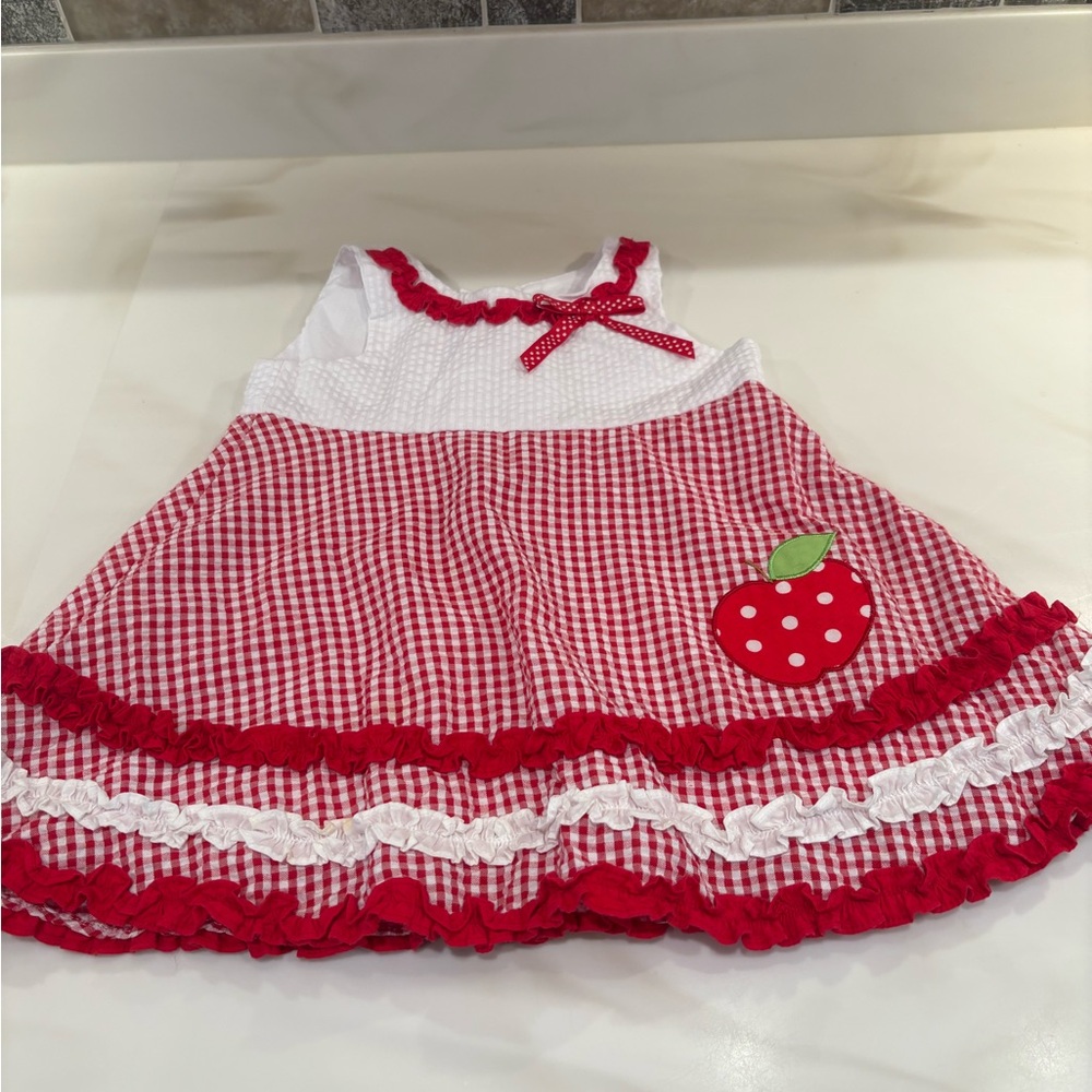 Red and White Gingham Girl’s  Summer Casual Dress-